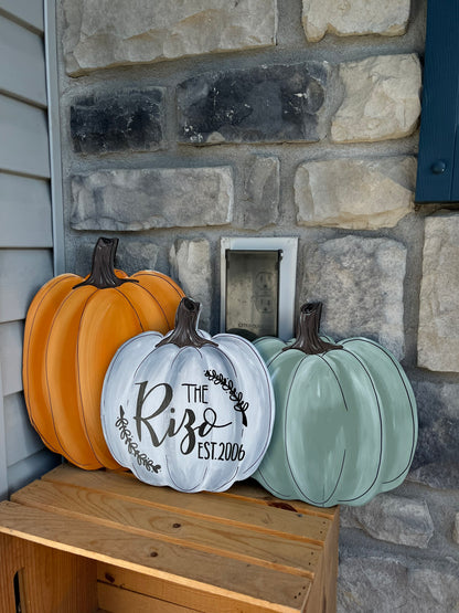 Personalized Wood Pumpkin Fall Decor Rustic Farmhouse