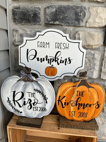 Personalized Wood Pumpkin Fall Decor Rustic Farmhouse