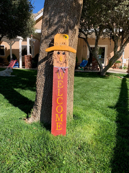 Fall Scarecrow Porch Sign Fall Welcome Sign