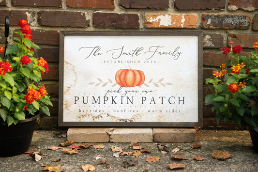 Personalized Fall Family Farm Pumpkin Sign