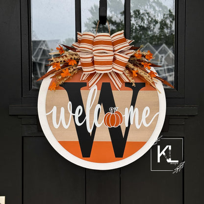 Fall Front Door Decor - Fall Door Sign Pumpkin