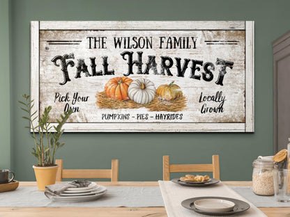 Fall Harvest Sign - Personalized Pumpkin Wall Art