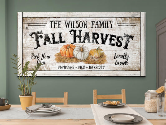 Fall Harvest Sign - Personalized Pumpkin Wall Art