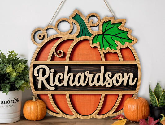 Personalized pumpkin family name sign
