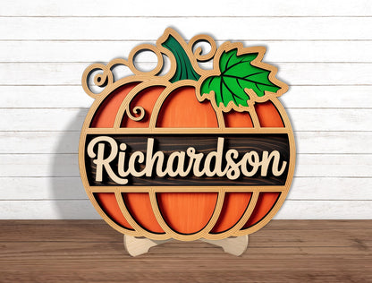 Personalized pumpkin family name sign