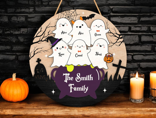 Personalized Halloween Ghost Family Sign