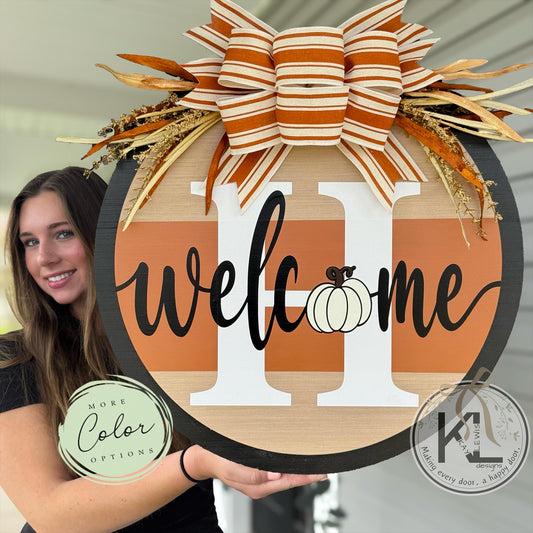 Fall Front Door Decor - Fall Door Sign Pumpkin