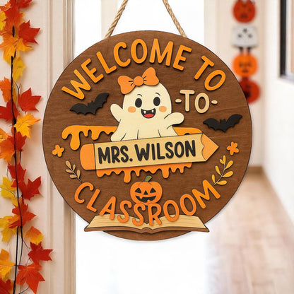 Personalized Halloween Teacher Door Sign