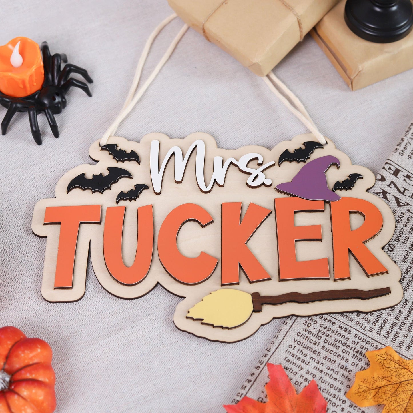 Personalized Teacher Halloween Door Hanger