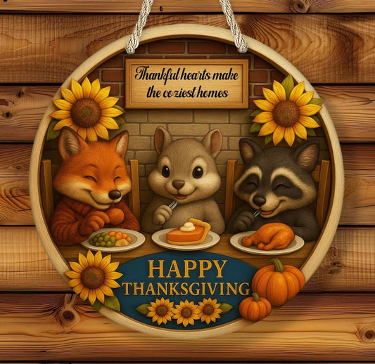 Personalized Happy Thanksgiving Critter Sign