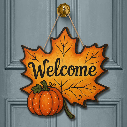 Fall Leaf Door Hanger with Pumpkin