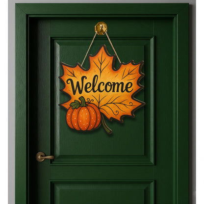 Fall Leaf Door Hanger with Pumpkin