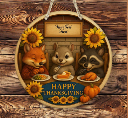 Personalized Happy Thanksgiving Critter Sign