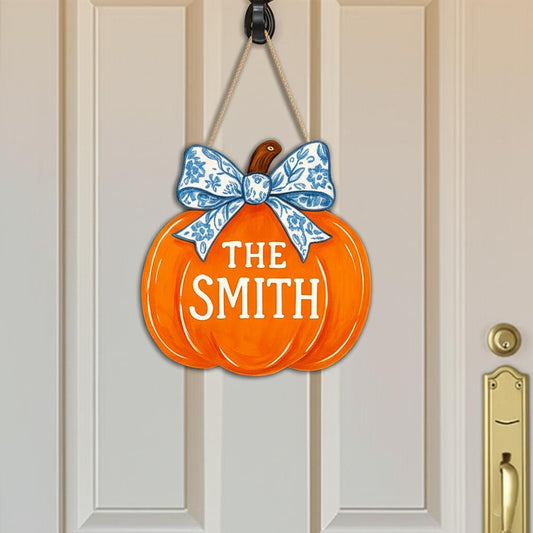 Custom Pumpkin Door Hanger - Thanksgiving Gift